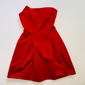 Jill Stuart Red Strapless Party Dress with Pockets